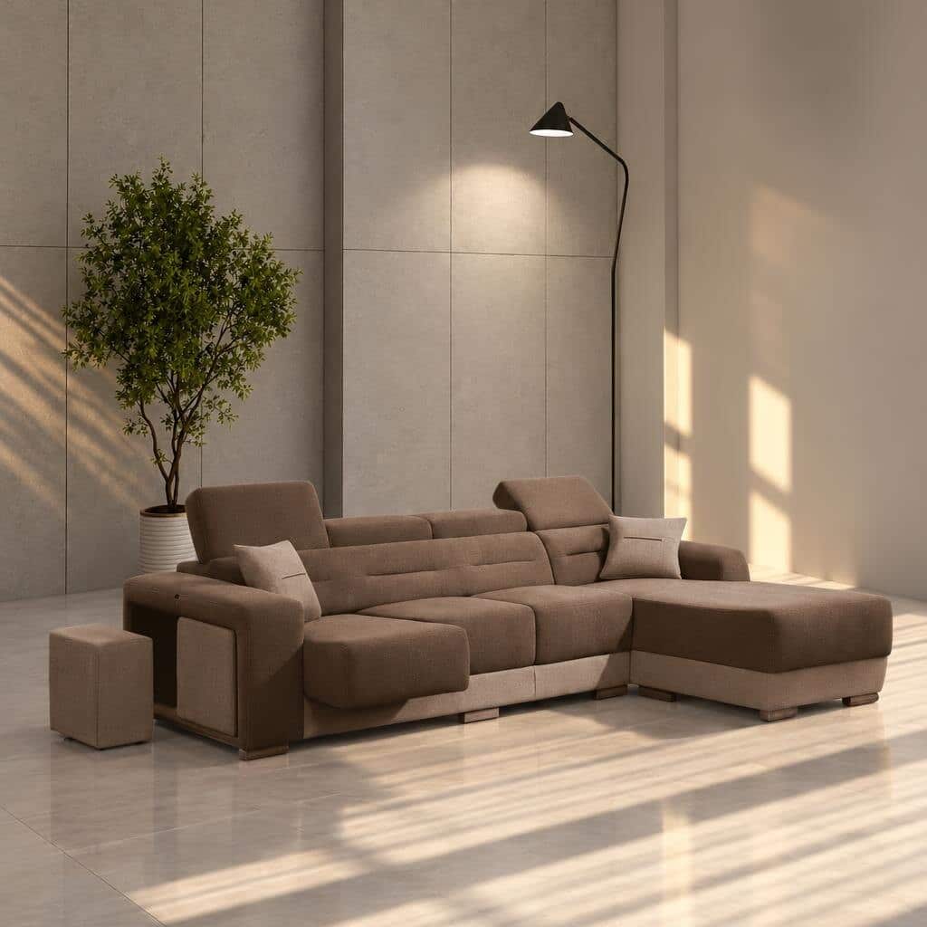 Mytex L Shape front view for modern L Shape living room furniture