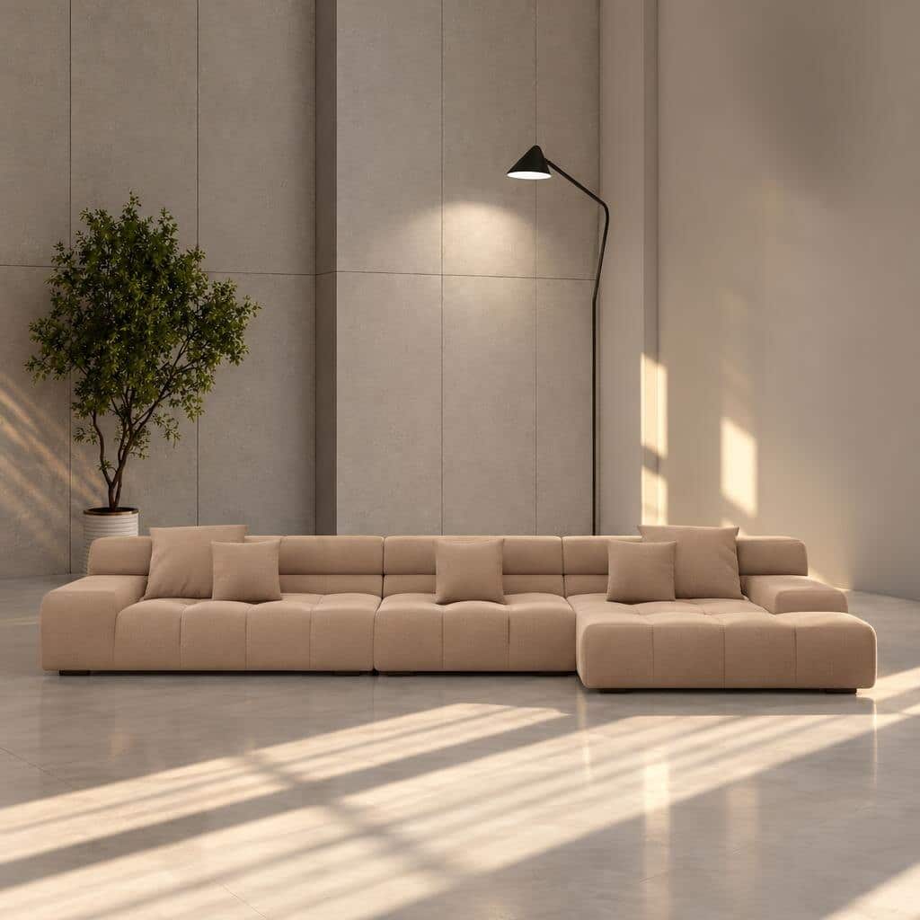 Siva L Shape front view for modern L Shape living room furniture
