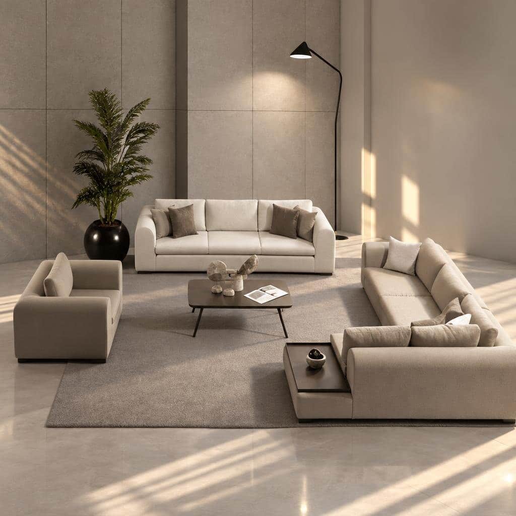 Briso L Shape front view for modern L Shape living room furniture