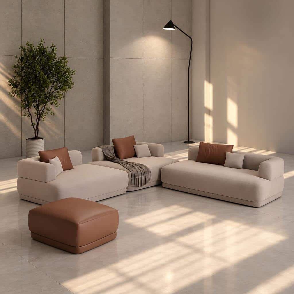 Rymox L Shape front view for modern L Shape living room furniture