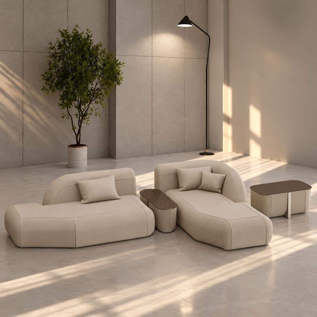 Simo L Shape front view for modern L Shape living room furniture