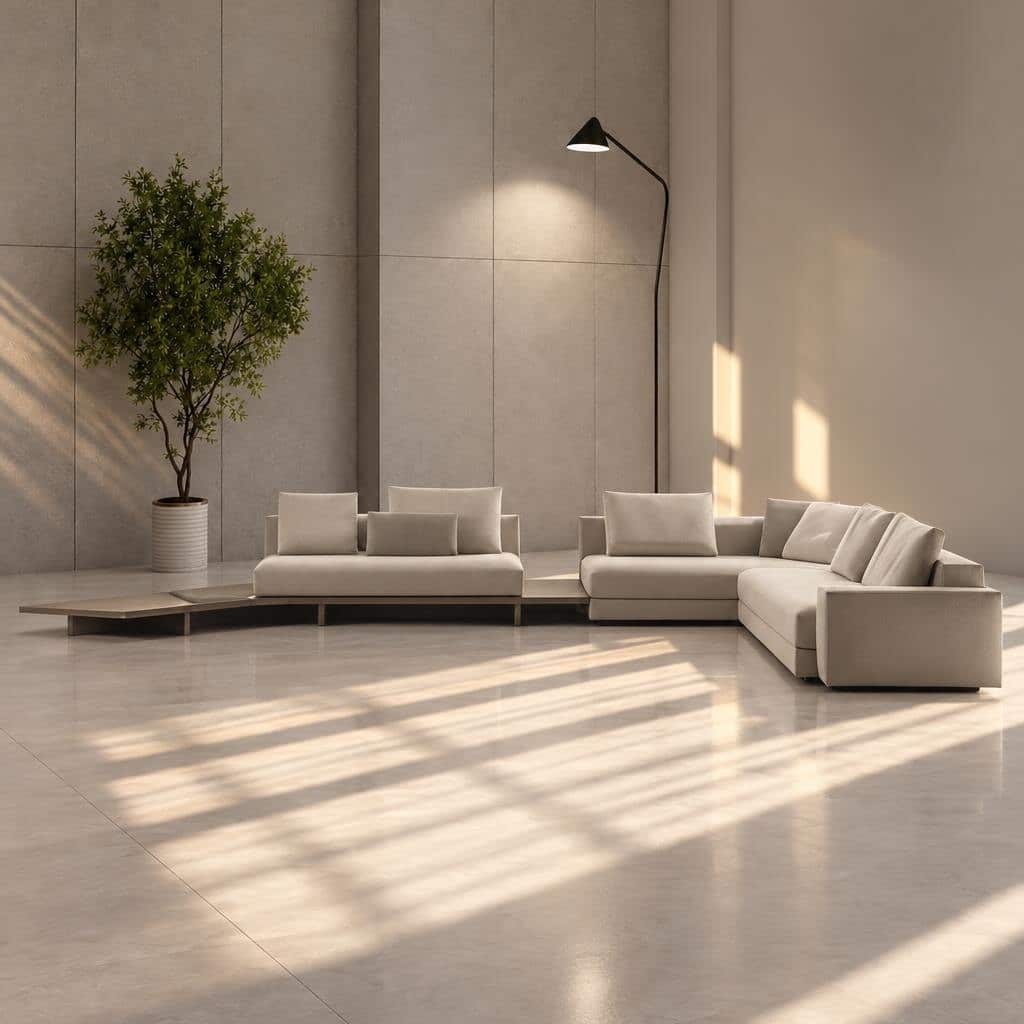 Horel L Shape front view for modern L Shape living room furniture