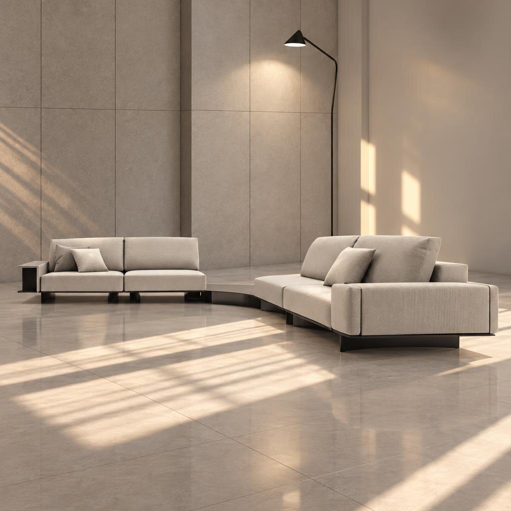 Mylon L Shape front view for modern L Shape living room furniture