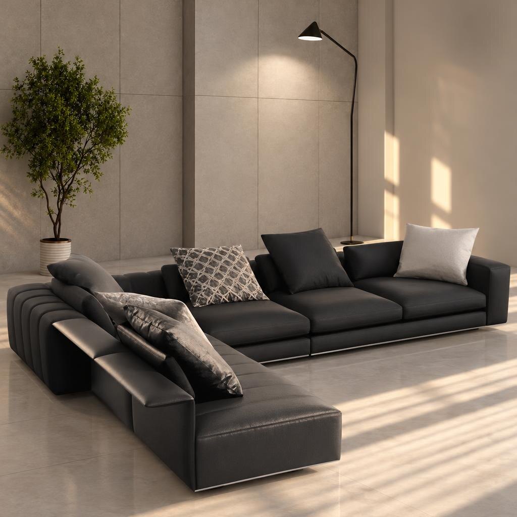 Sylor L Shape front view for modern L Shape living room furniture
