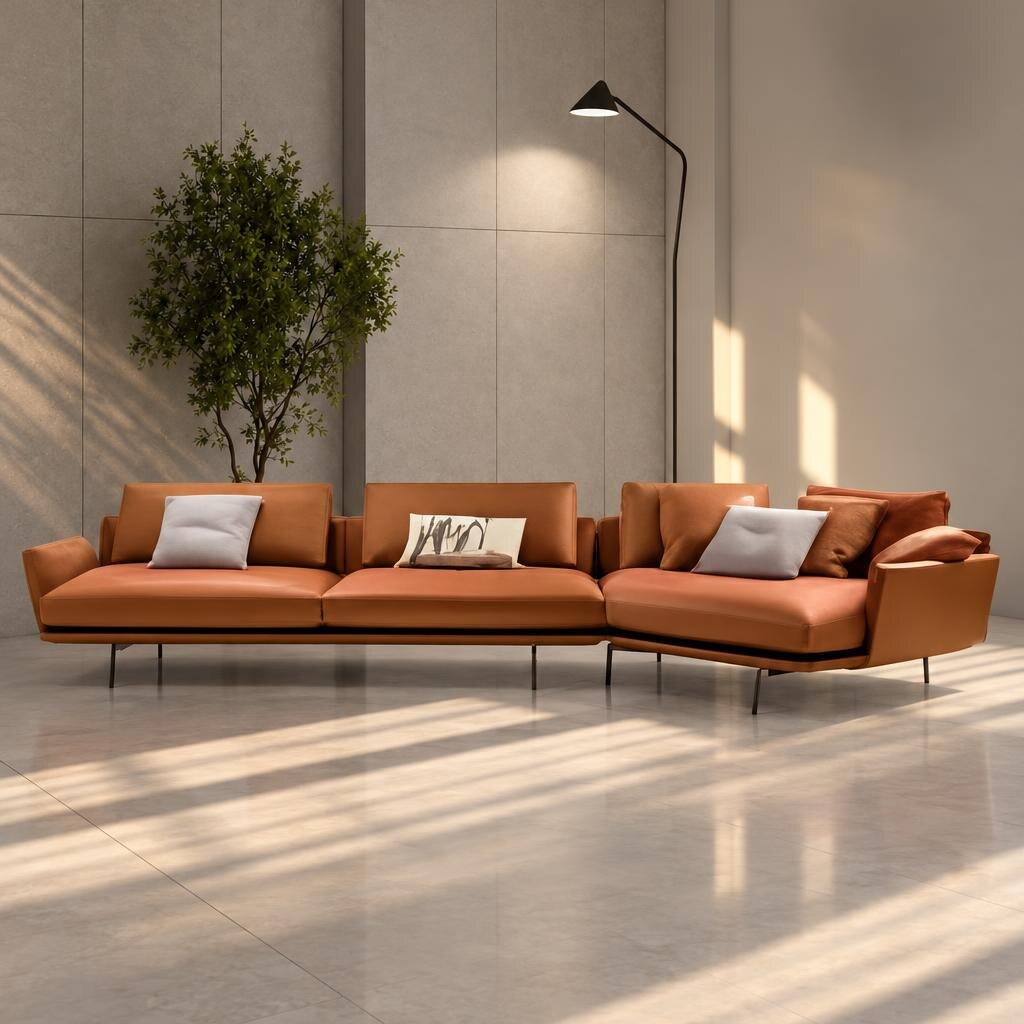 Romel L Shape front view for modern L Shape living room furniture