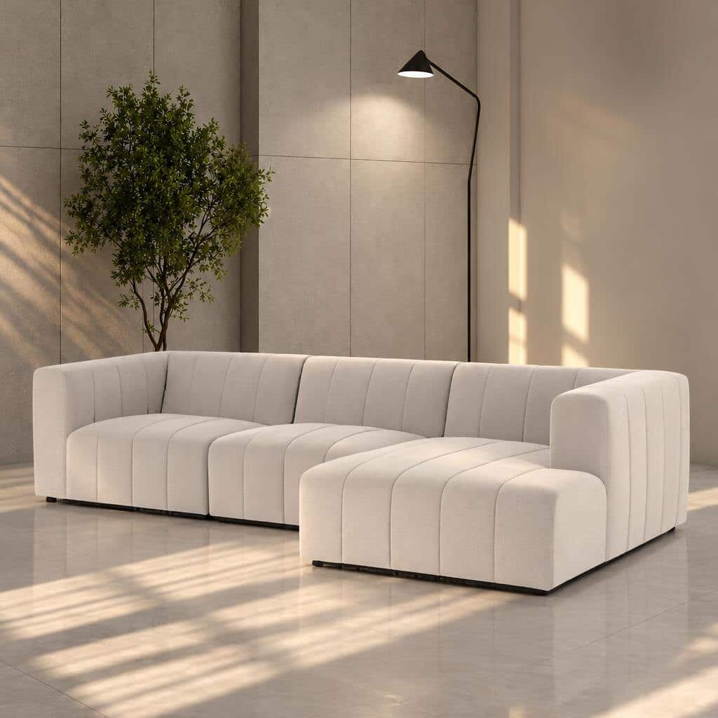 Lovan L Shape front view for modern L Shape living room furniture