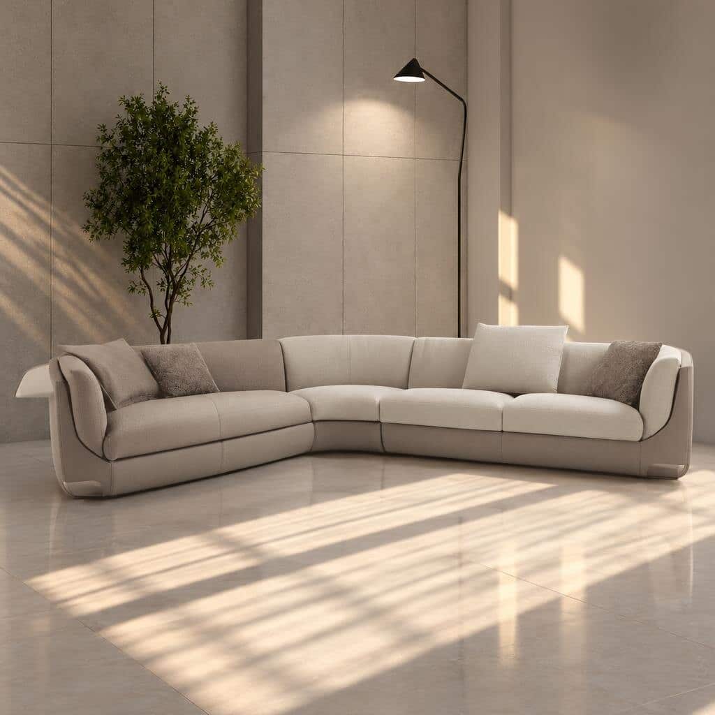 Lumin L Shape front view for modern L Shape living room furniture