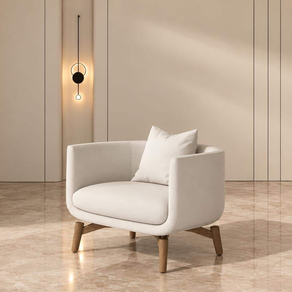 Taro Living Chair front view for polished furniture displays