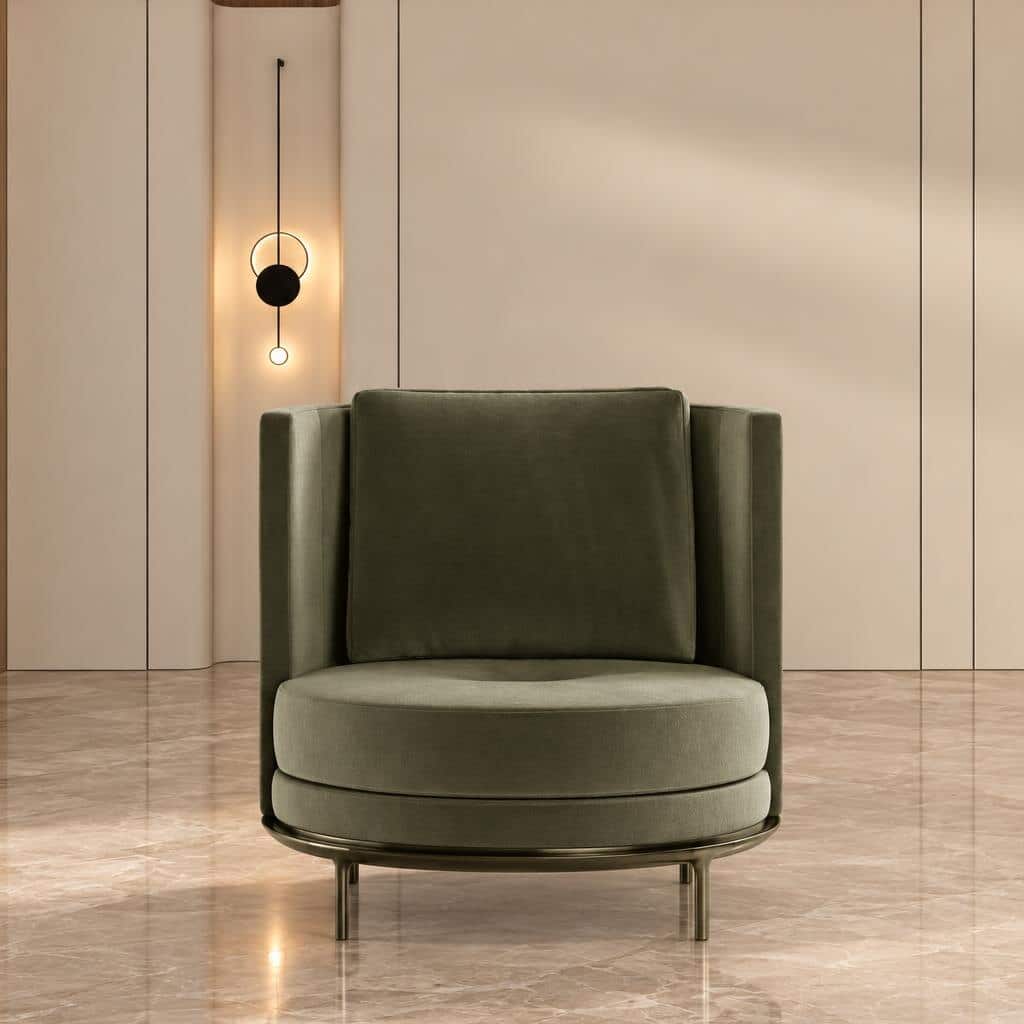 Sage Living Chair detail view for polished furniture displays