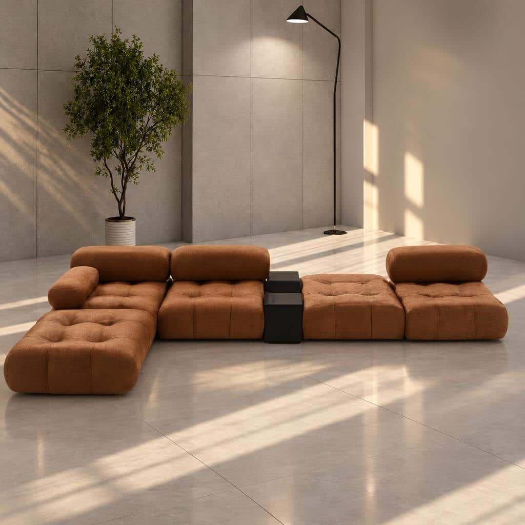 Neroa L Shape front view for modern L Shape living room furniture