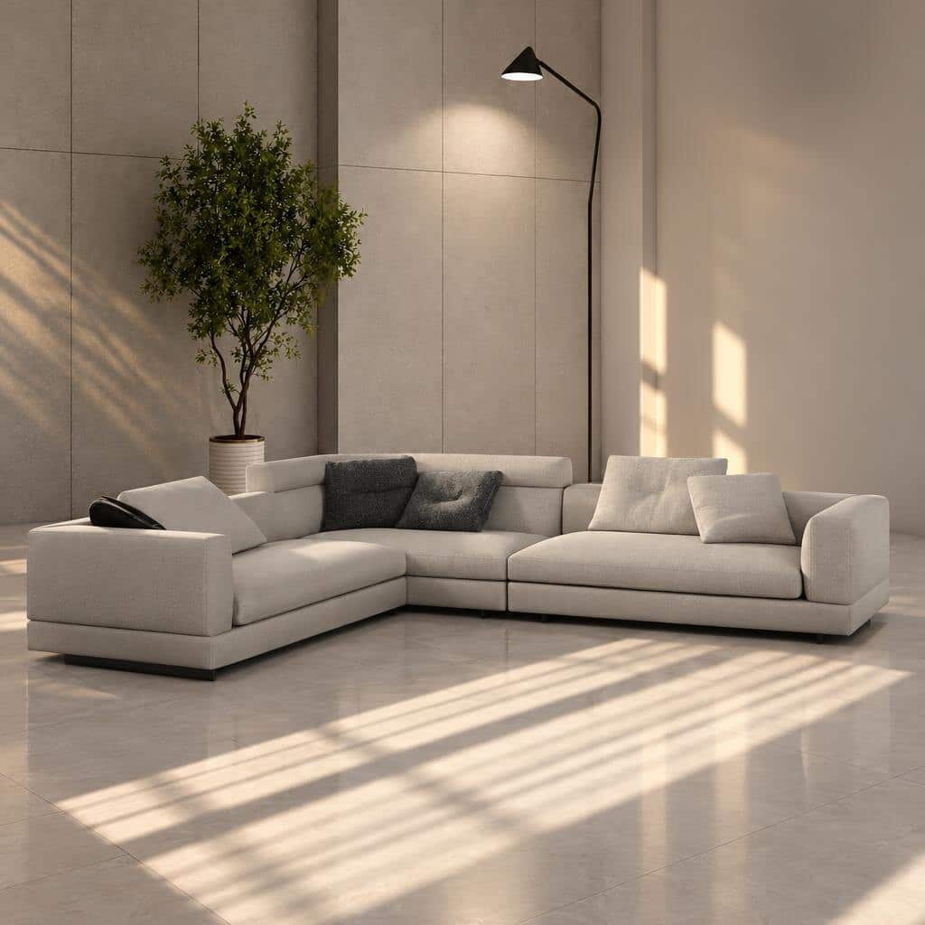 Zara L Shape front view for modern L Shape living room furniture