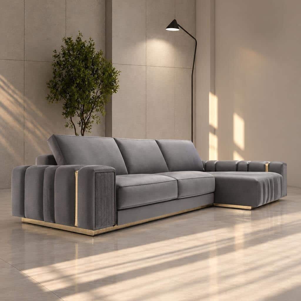 Silk L Shape front view for modern L Shape living room furniture