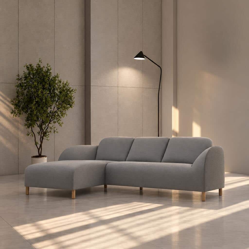 Toma L Shape front view for modern L Shape living room furniture