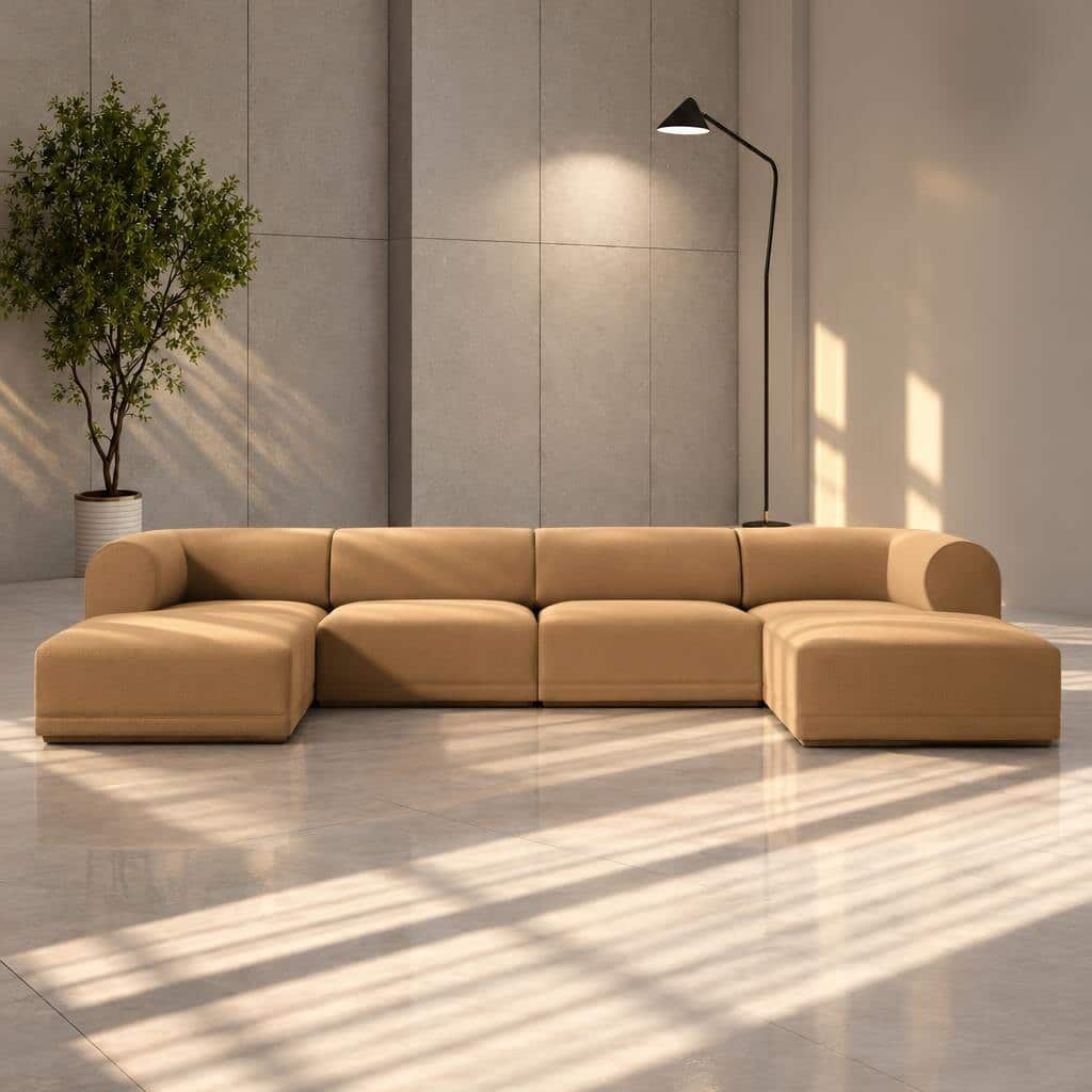 Tova L Shape front view for modern L Shape living room furniture