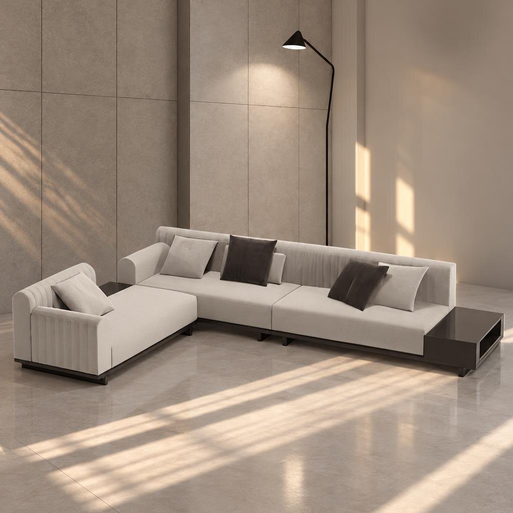 Sena L Shape front view for modern L Shape living room furniture