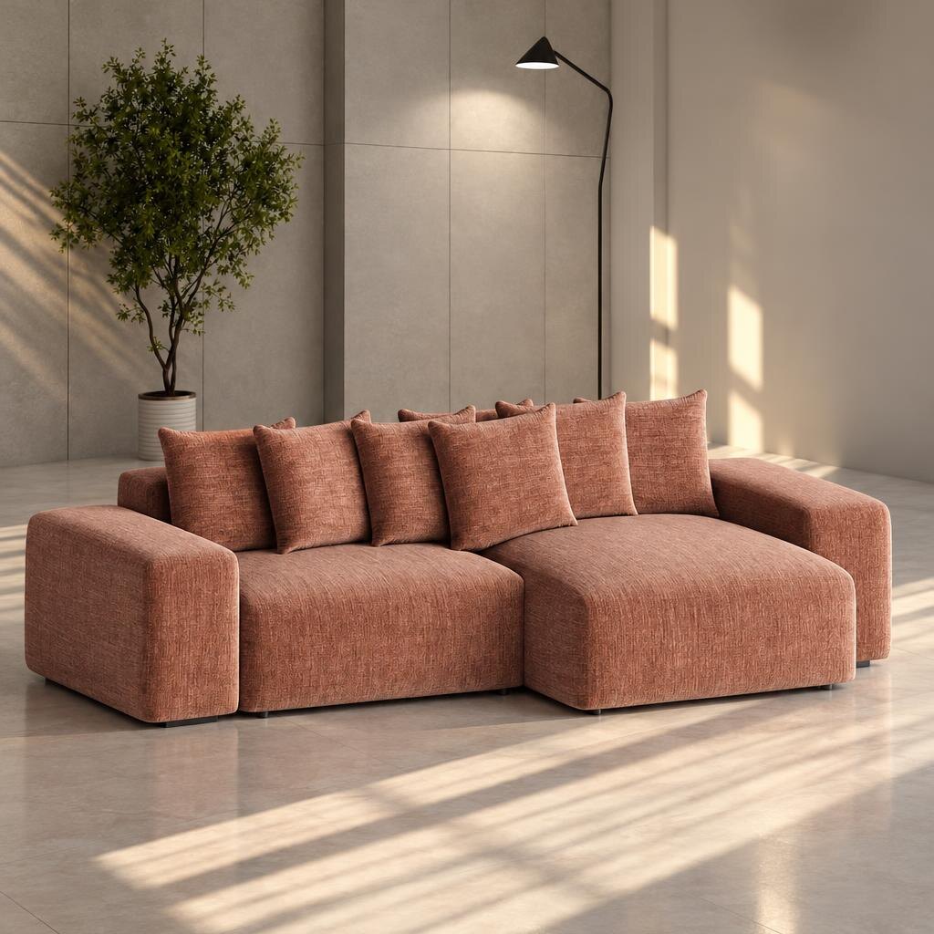 Mink L Shape front view for modern L Shape living room furniture