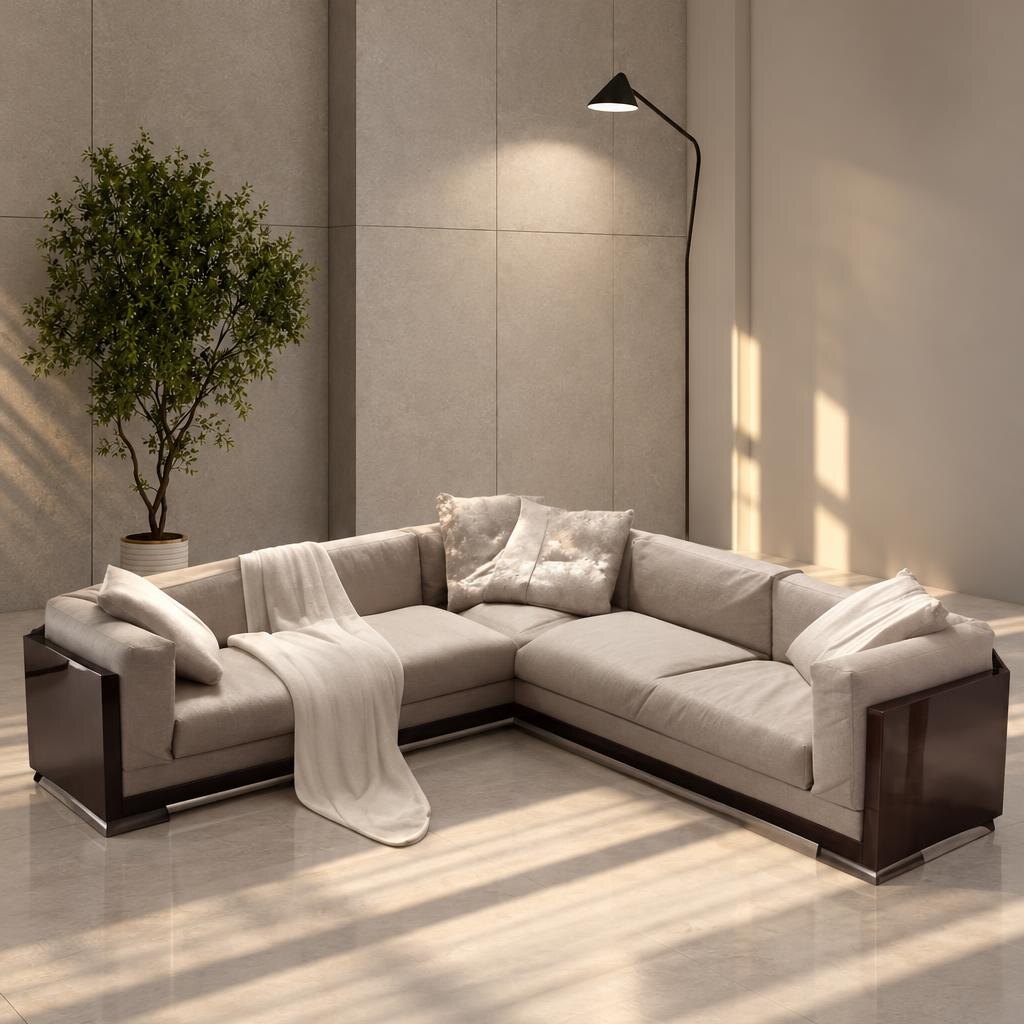 Rila L Shape front view for modern L Shape living room furniture