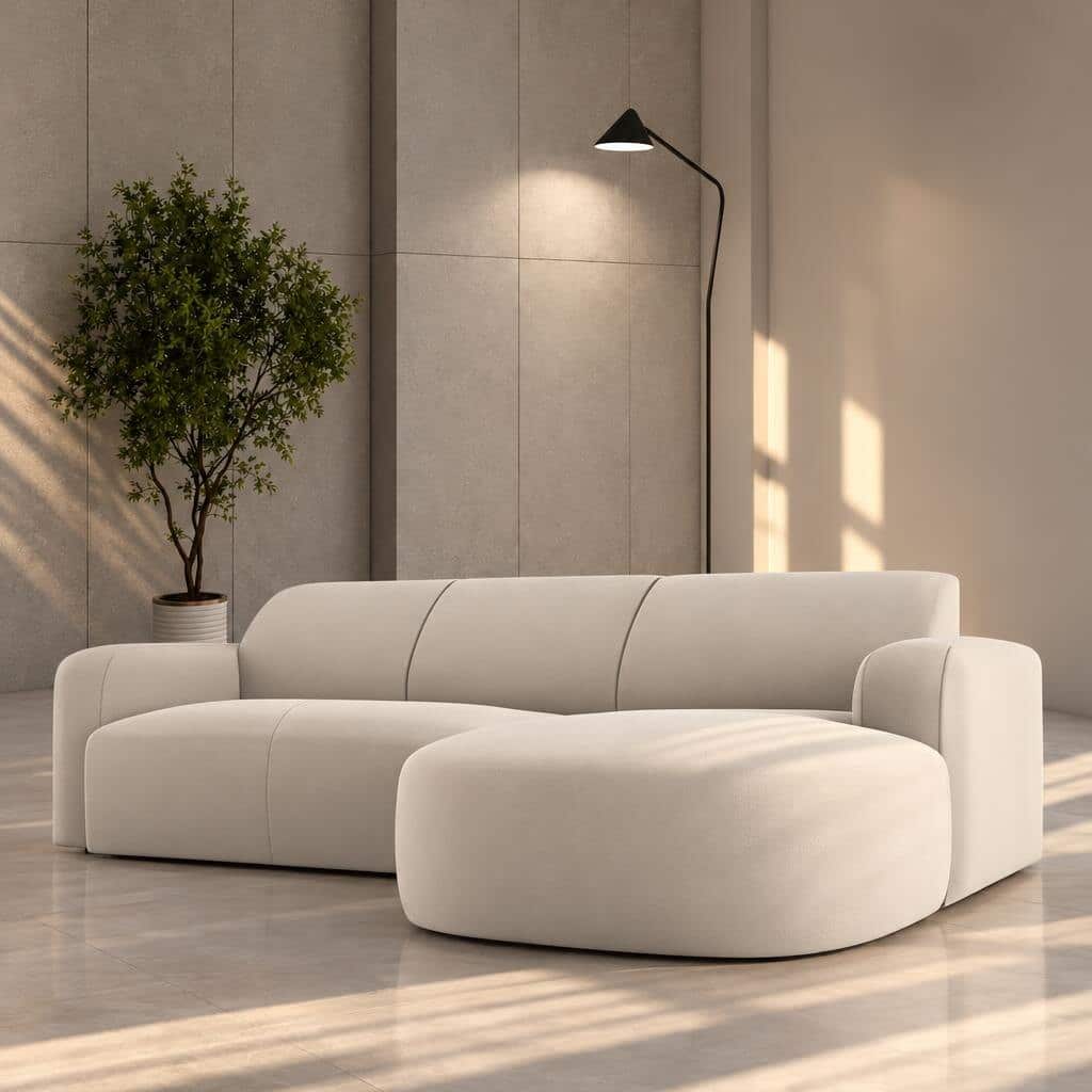 Lonis L Shape front view for modern L Shape living room furniture