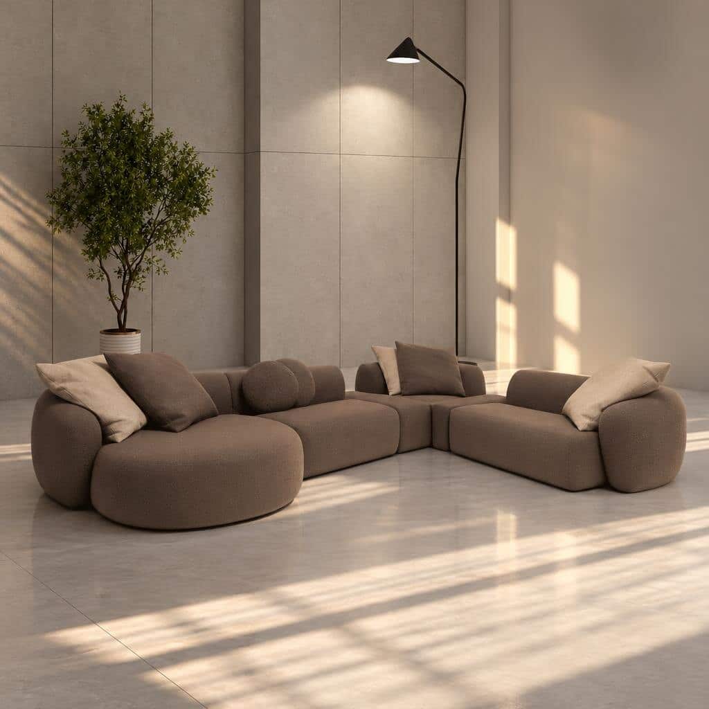Timo L Shape front view for modern L Shape living room furniture