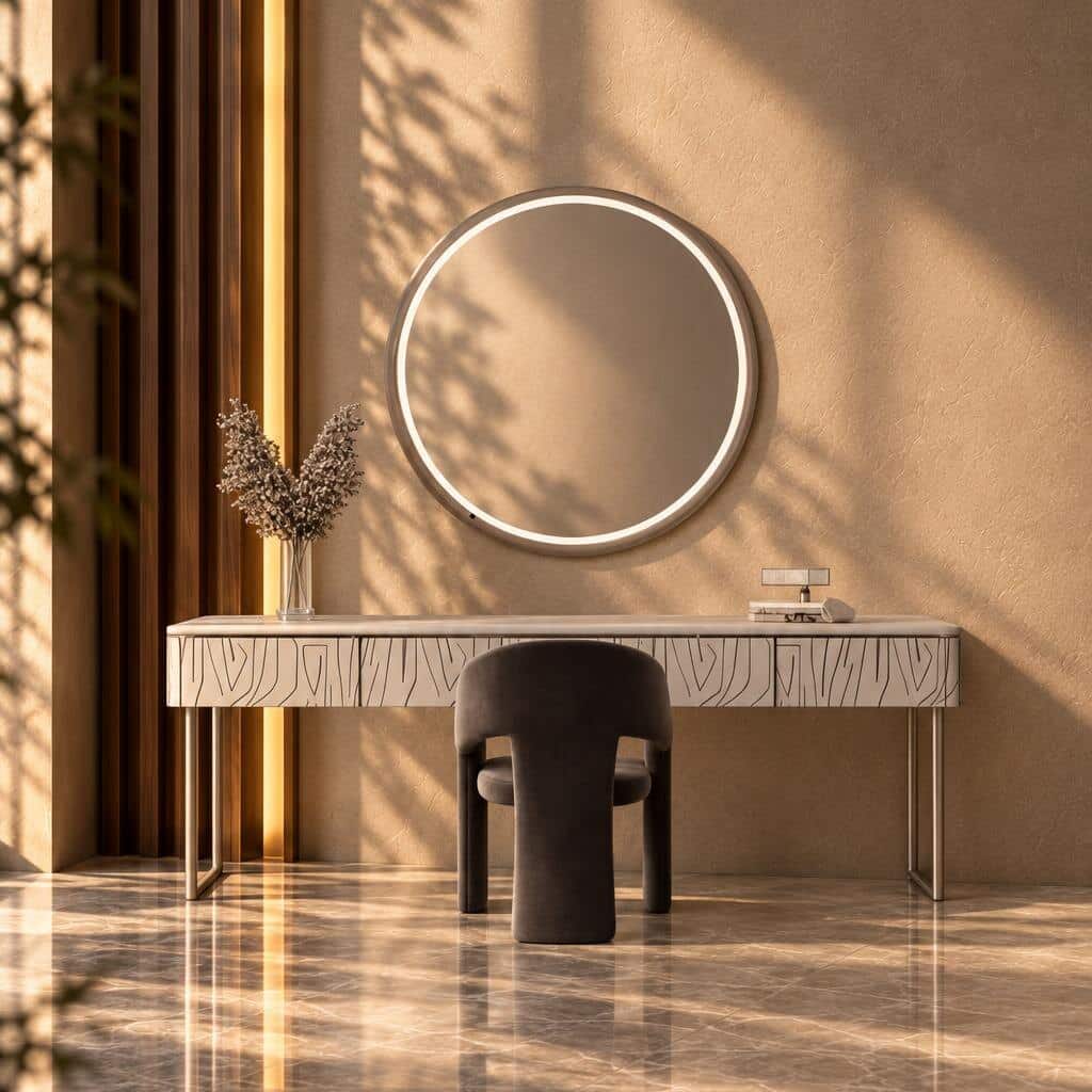 Bedroom Bed and Nightstand Set presented in a refined bedroom with corner room view