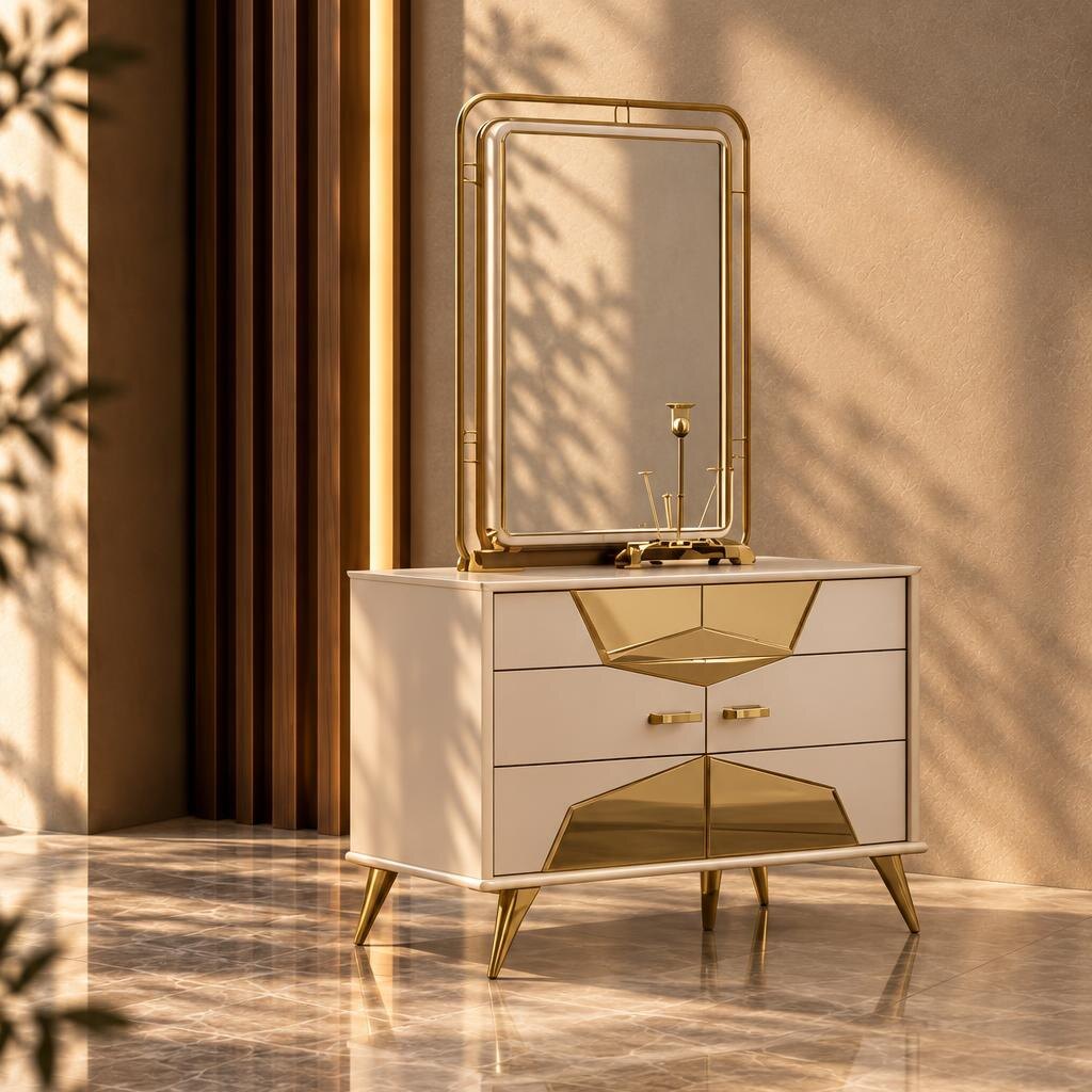 Sole Dresser Set angled view for bedroom furniture at El Malek