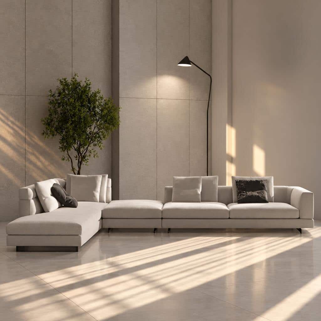 Morte L Shape front view for modern L Shape living room furniture