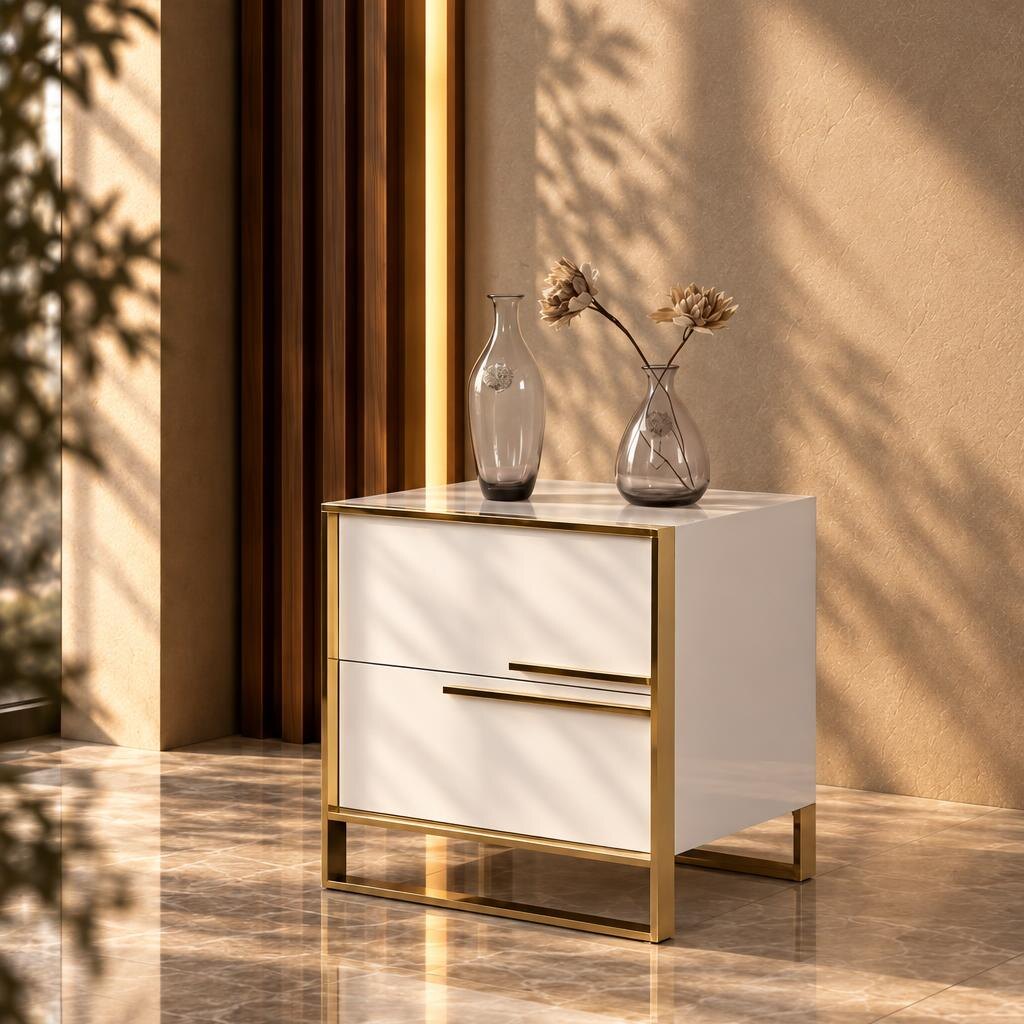 Meli Nightstand Set in organized furniture showroom view