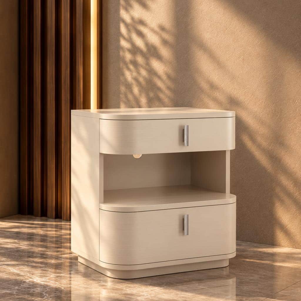 Sira Nightstand Set in fresh sleep space detail