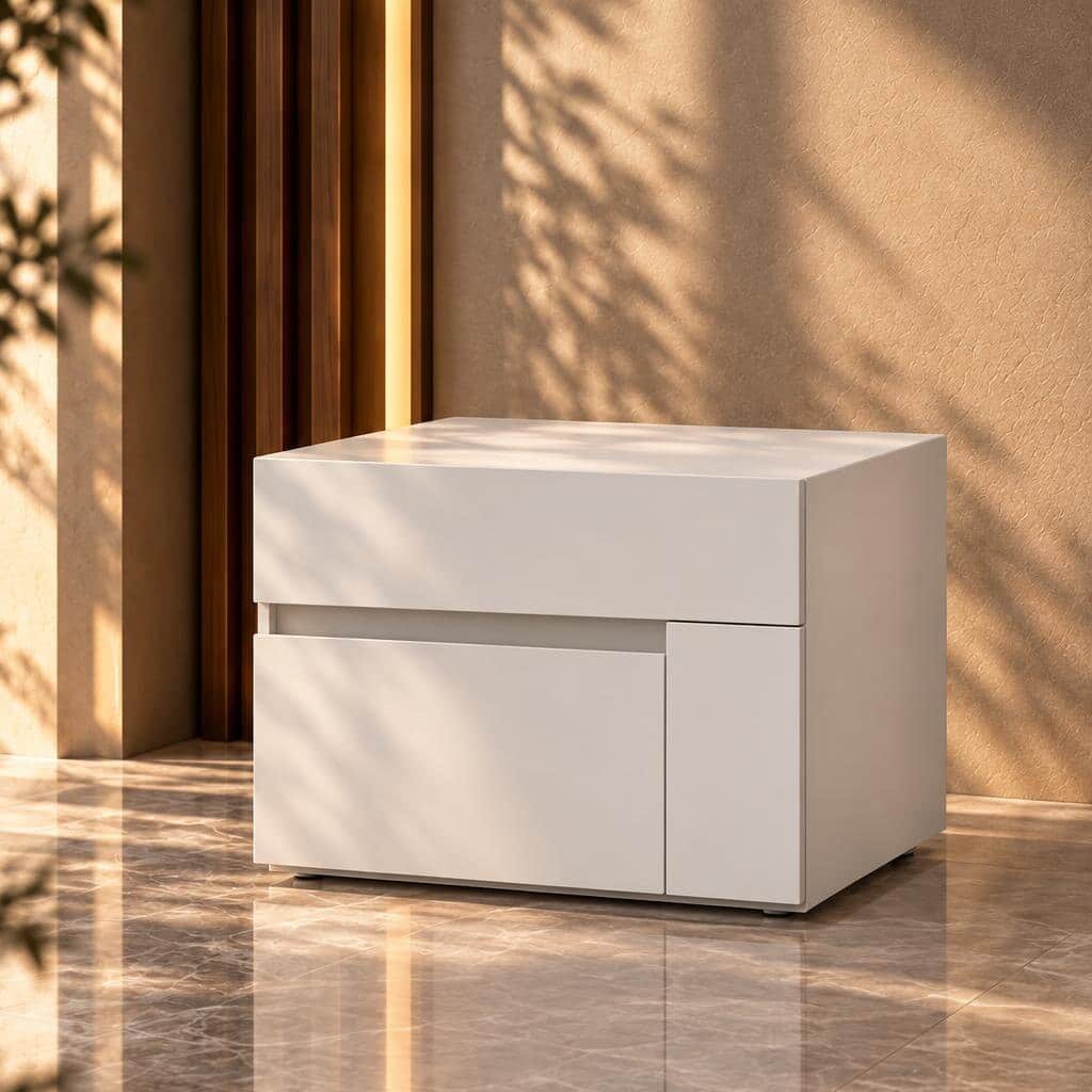 Leno Nightstand Set in chic interior furniture frame
