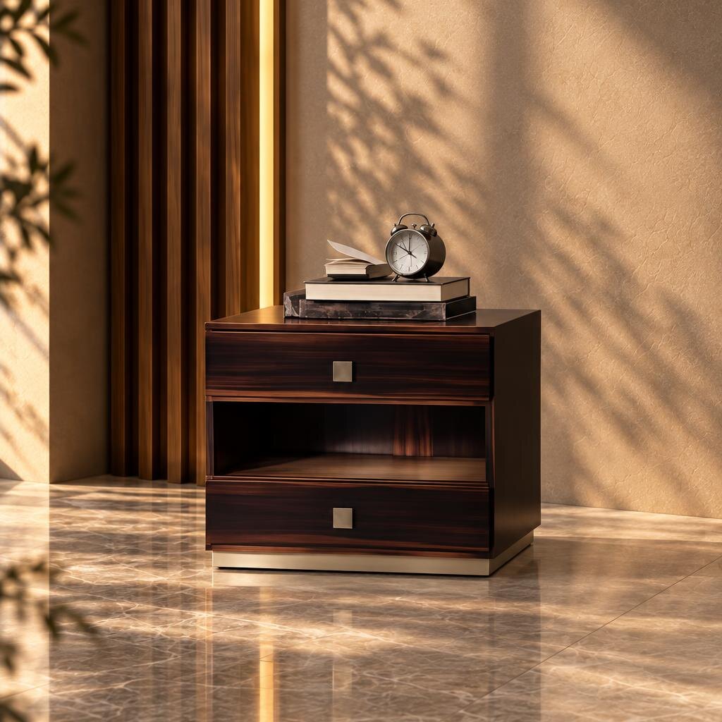 Beltrio Nightstand Set in functional bedroom setup