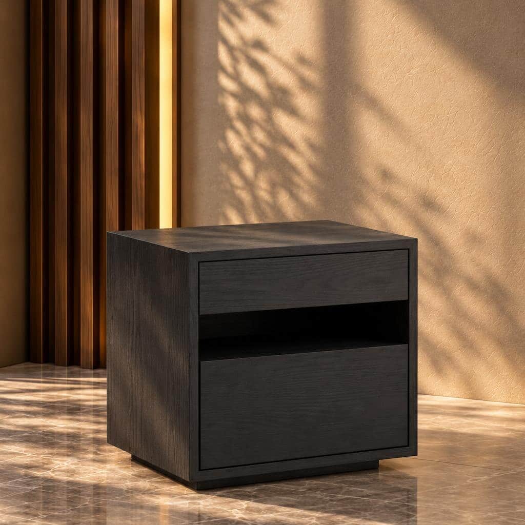 Orex Nightstand Set in refined organized bedside scene