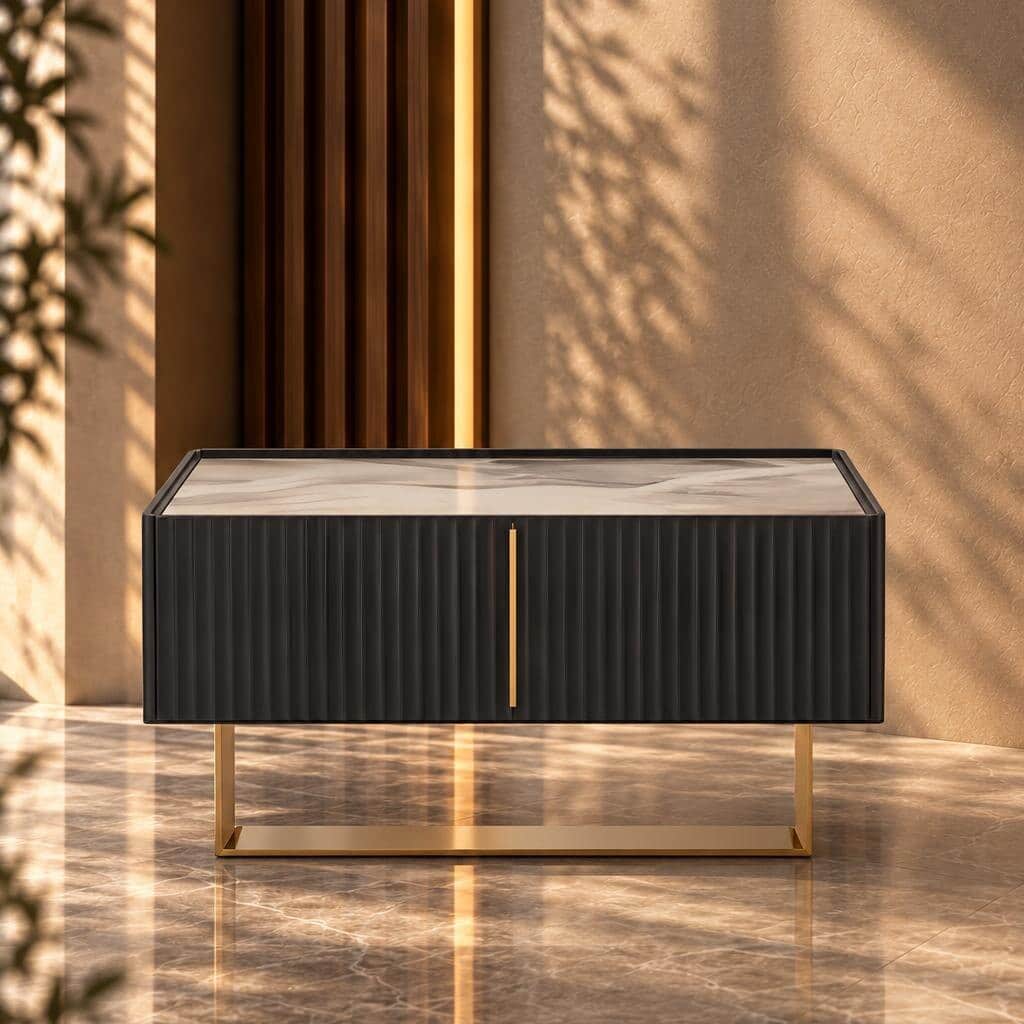 Nervano Nightstand Set in chic furniture showroom view