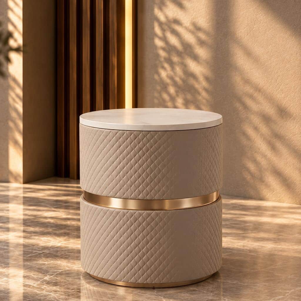 Calviro Nightstand Set in smooth compact room setup