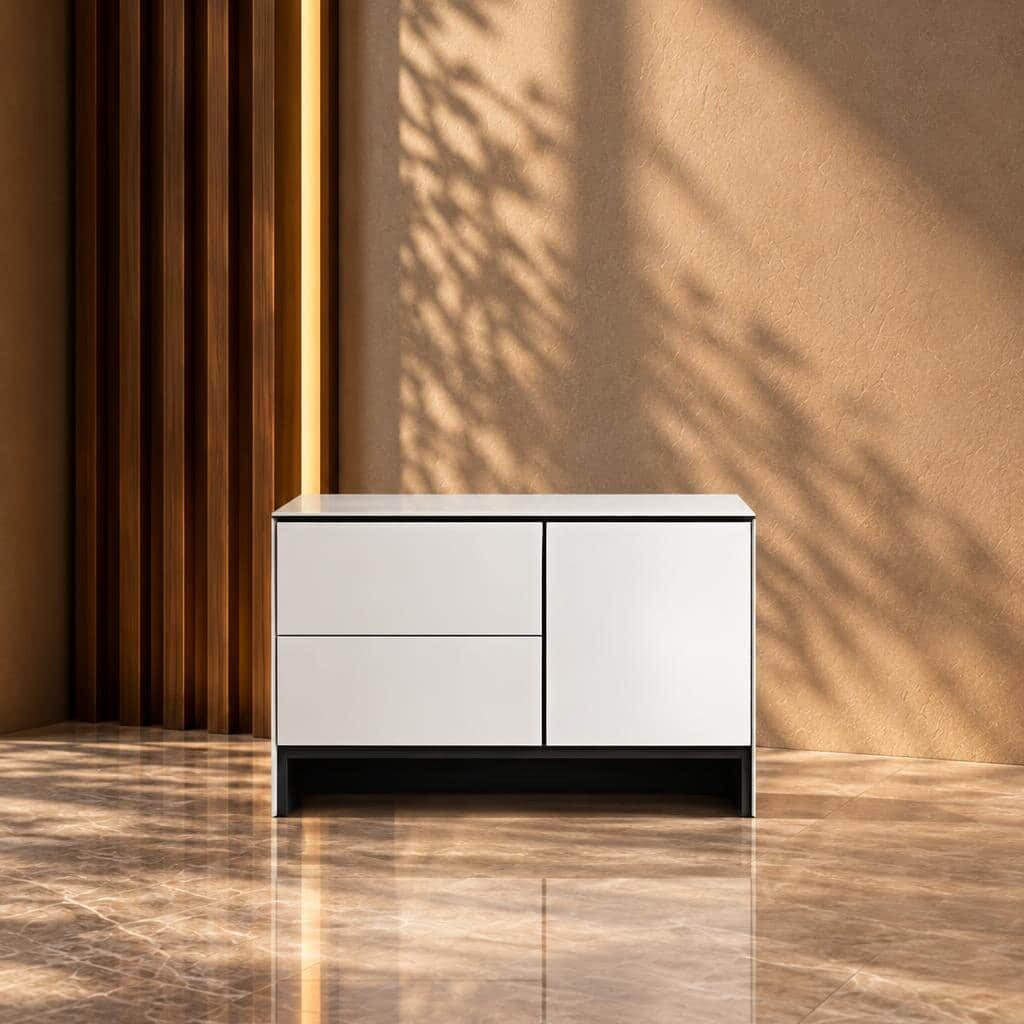 Caventra Nightstand Set in bright sleep space detail