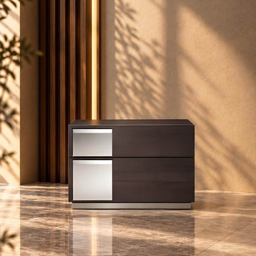 Arvello Nightstand Set in simple bedroom setup