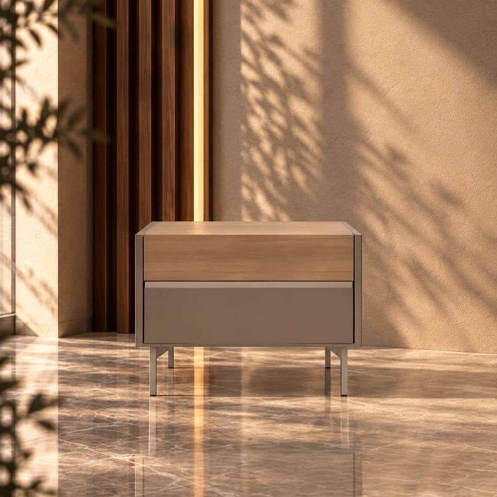 Delviro Nightstand Set in chic premium room layout