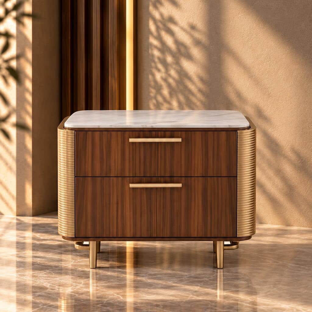 Selvanto Nightstand Set in modern coordinated bedroom look