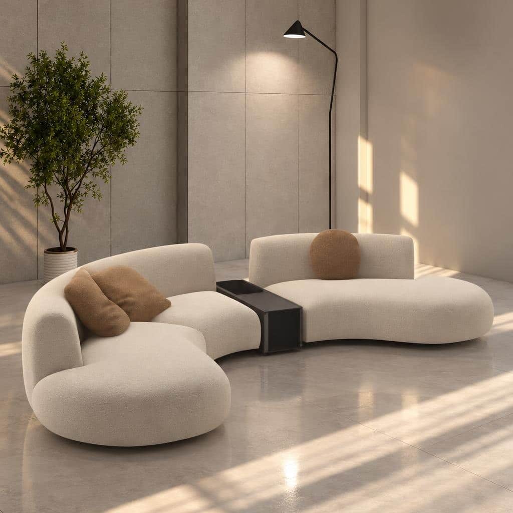 Zovra L Shape front view for modern L Shape living room furniture