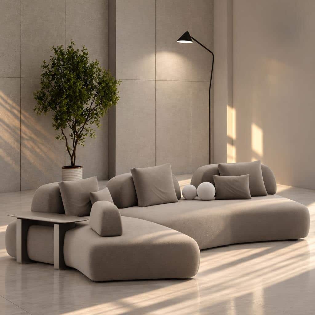 Plum L Shape front view for modern L Shape living room furniture