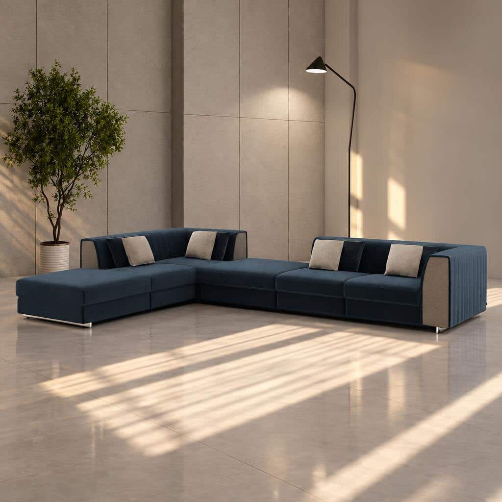 Velin L Shape front view for modern L Shape living room furniture