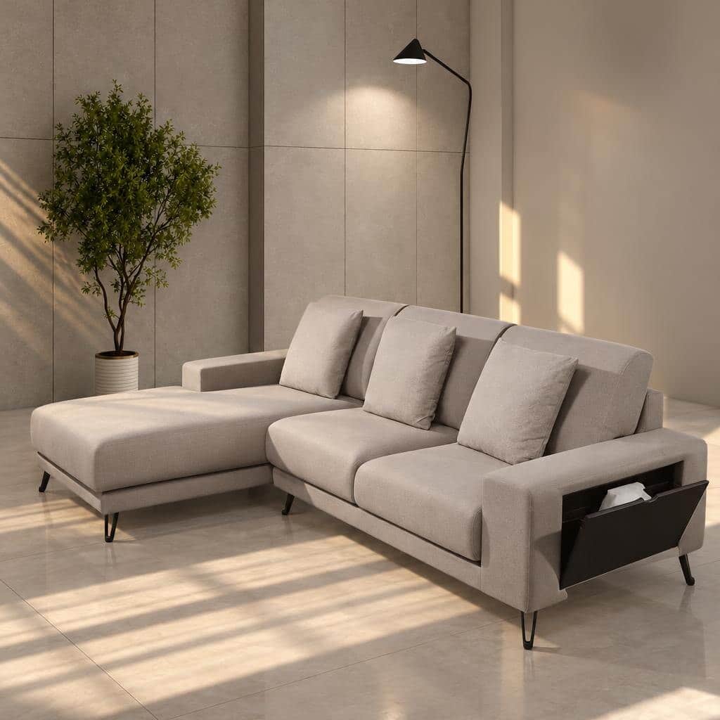 Kiven L Shape front view for modern L Shape living room furniture