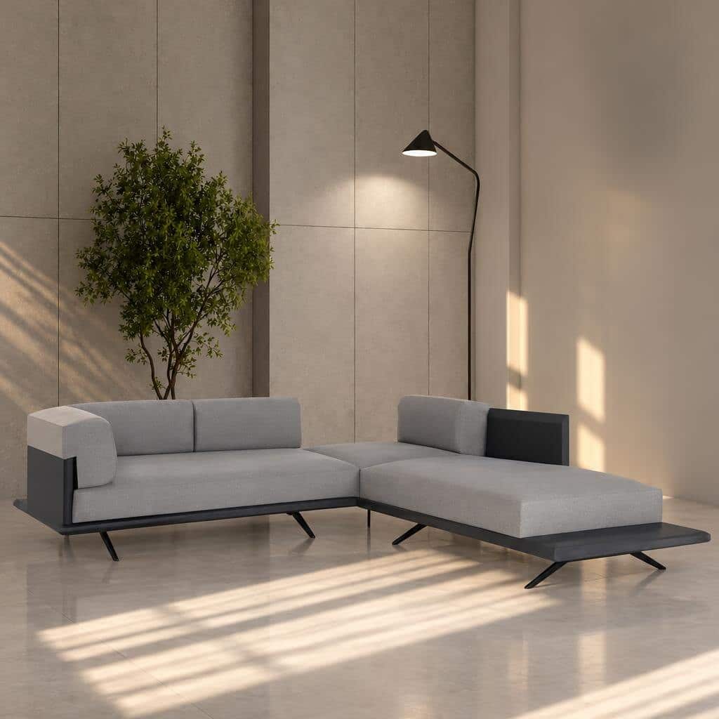 Ivy L Shape front view for modern L Shape living room furniture