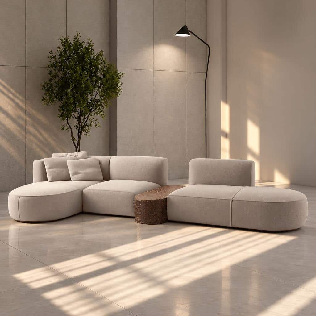 Veil L Shape front view for modern L Shape living room furniture