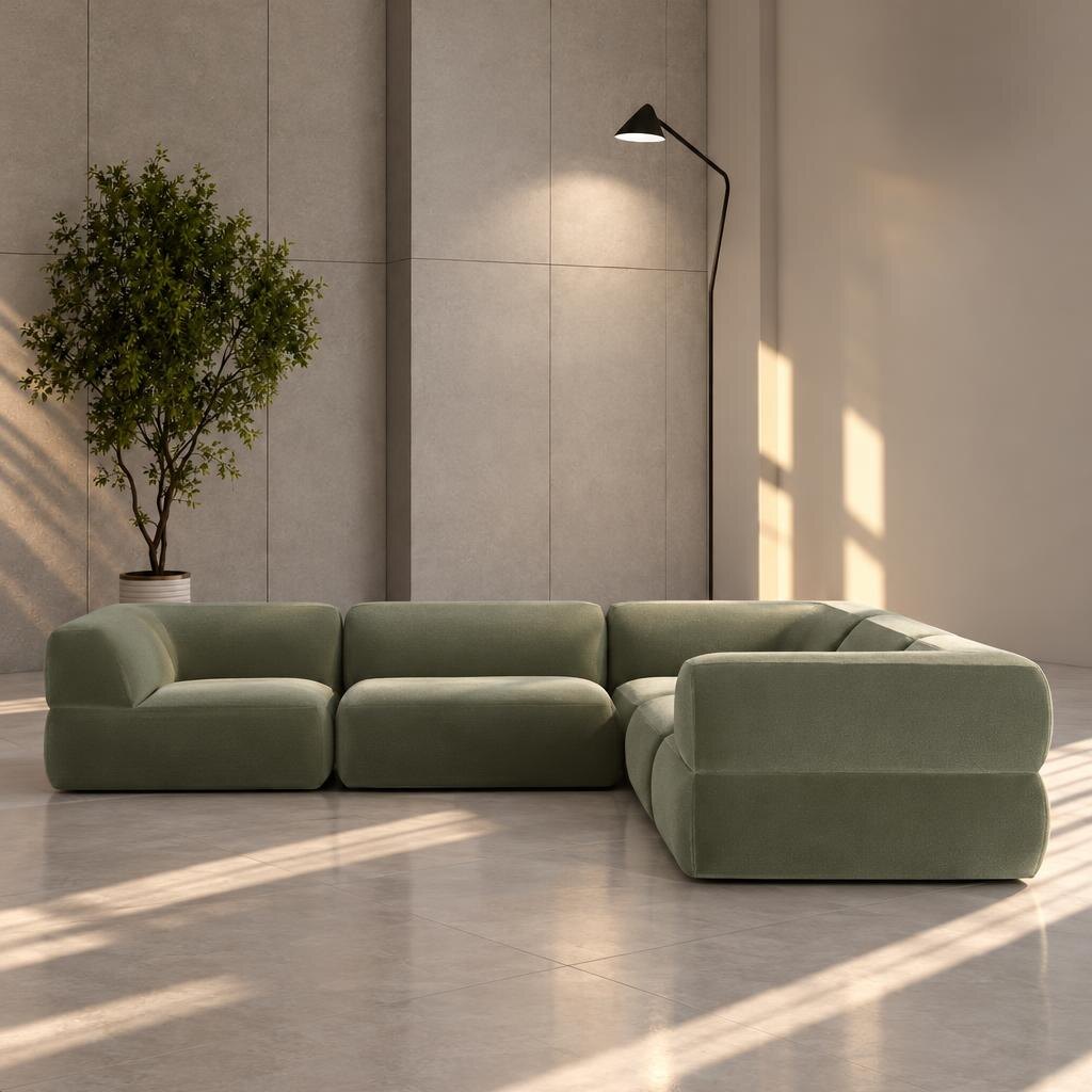 Sola L Shape front view for modern L Shape living room furniture