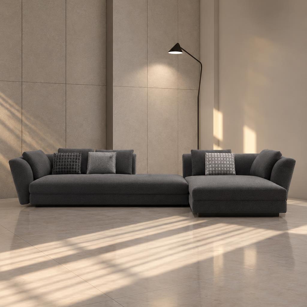 Riva L Shape front view for modern L Shape living room furniture