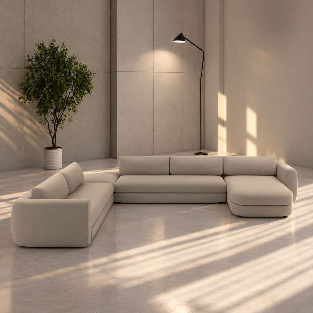 Kyris L Shape front view for modern L Shape living room furniture