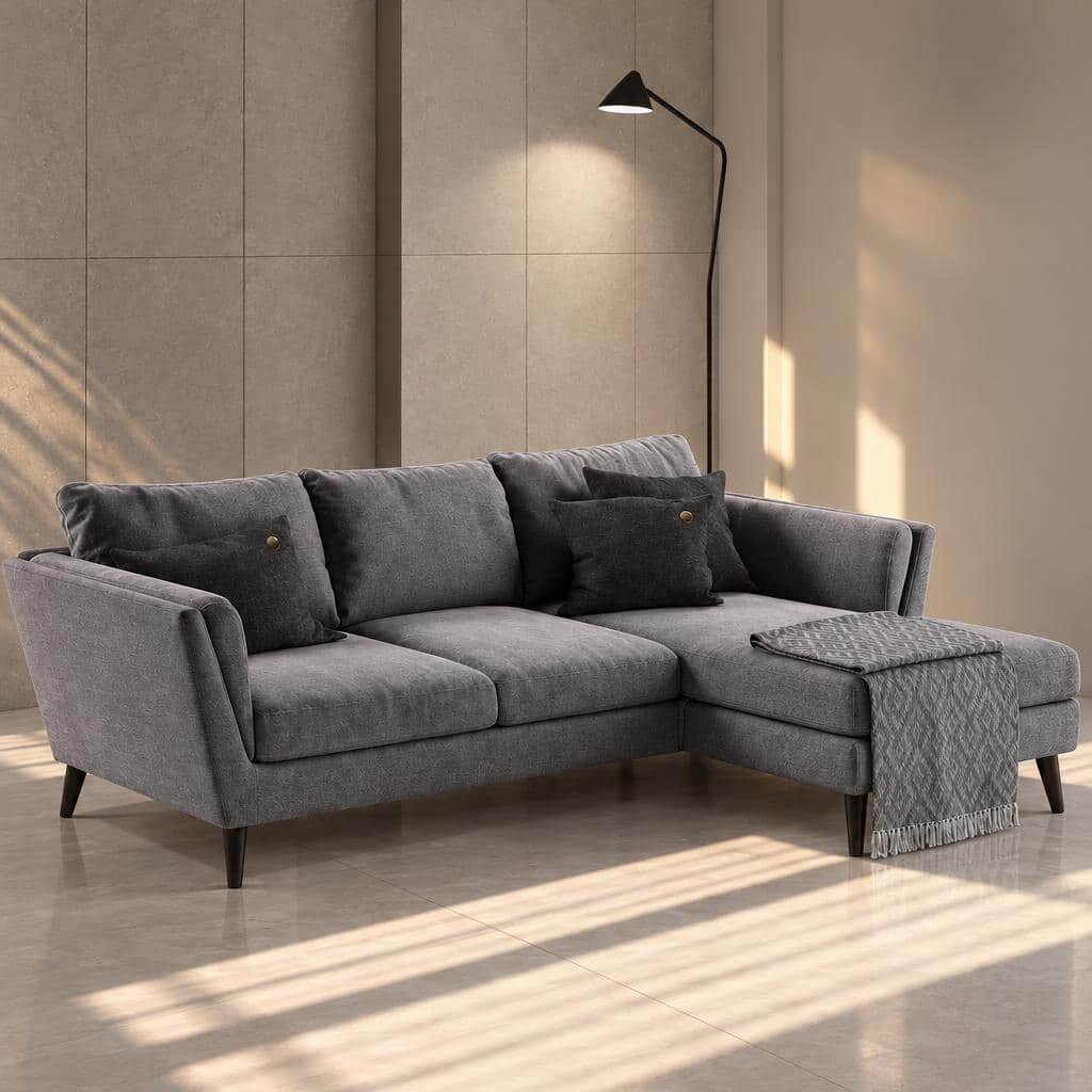 Kleon L Shape front view for modern L Shape living room furniture